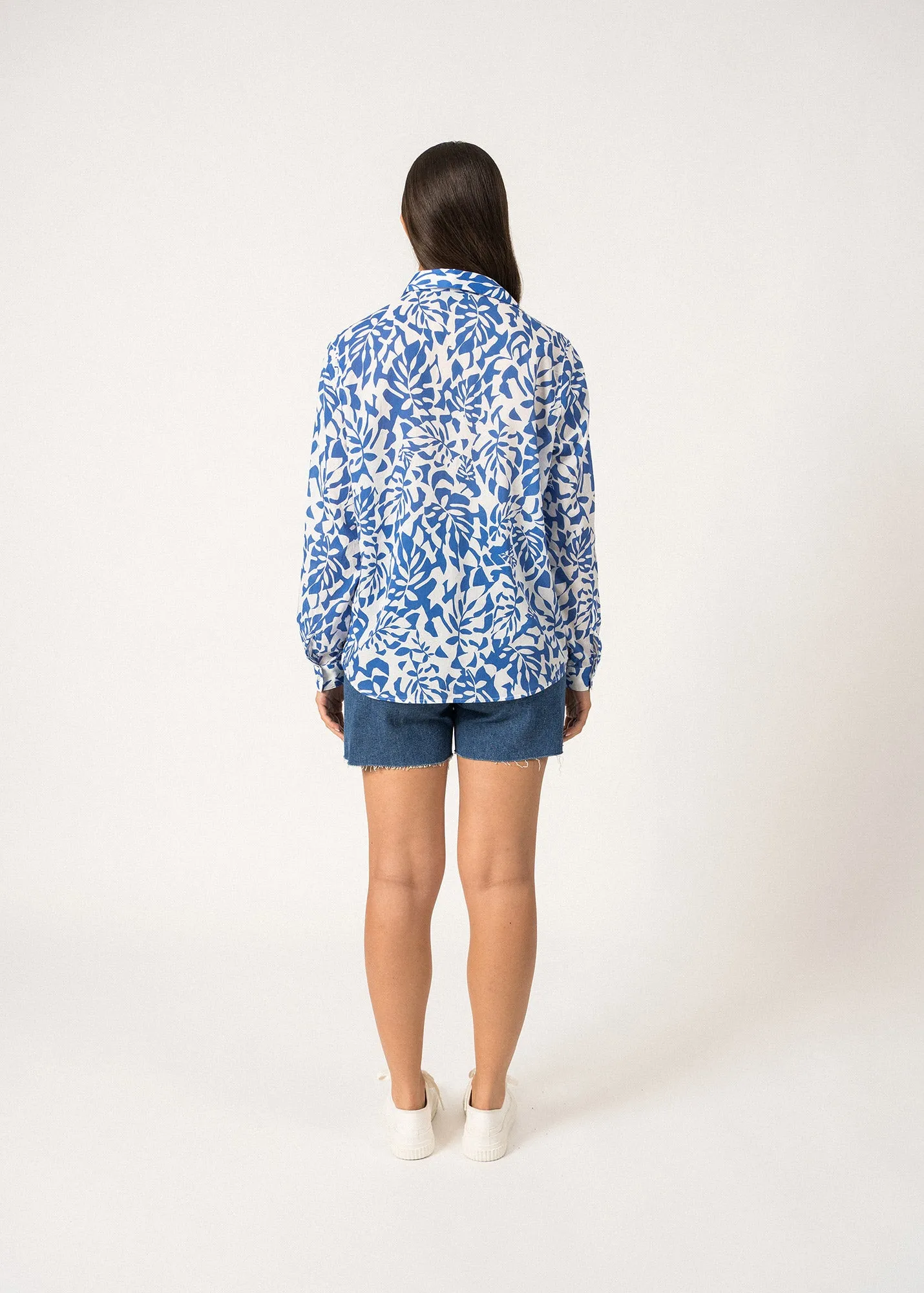 Chemise  motifs Jeanne - manches longues (BLANC/MER)