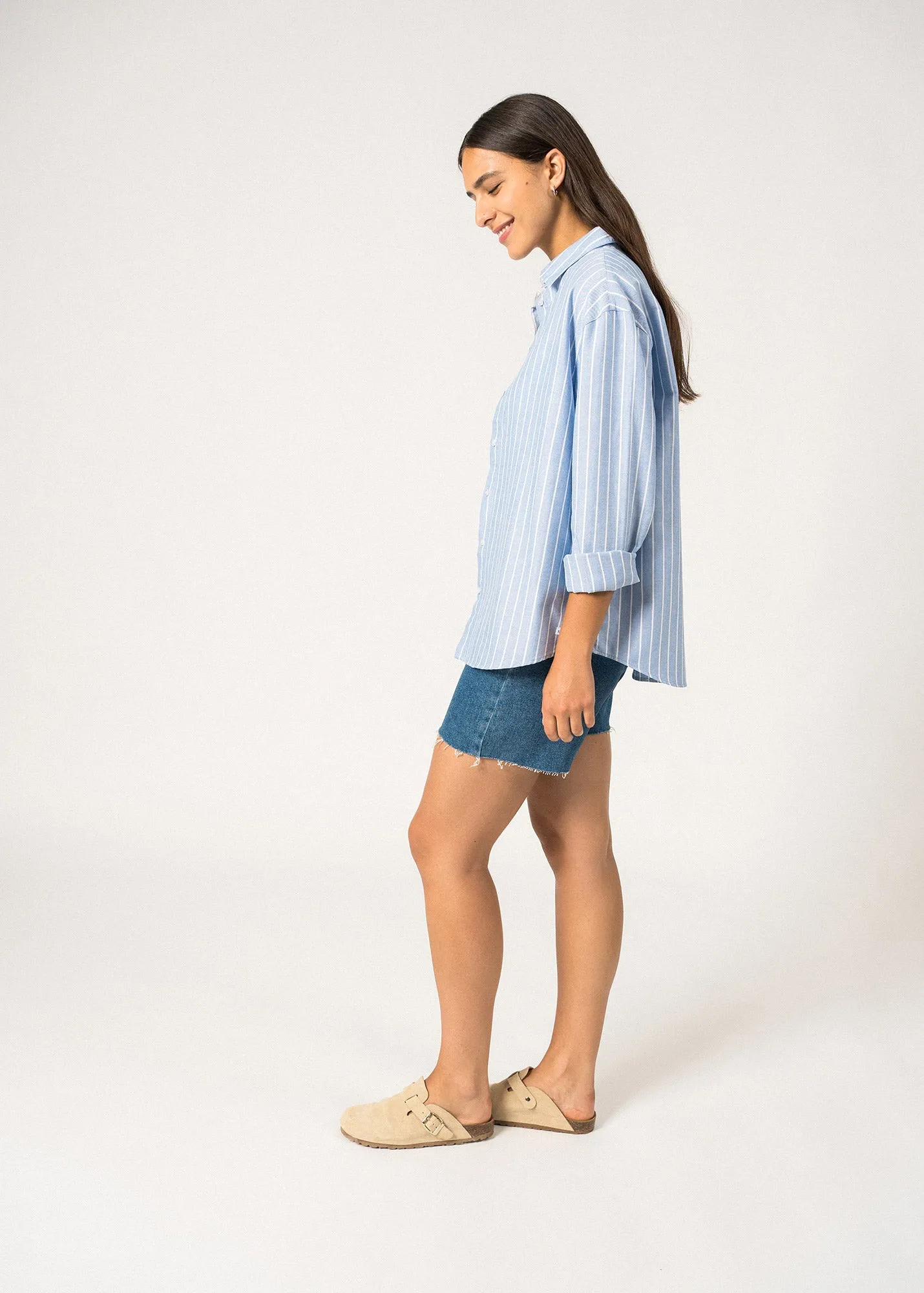 Chemise raye Myriam - en coton (MER/BLANC)