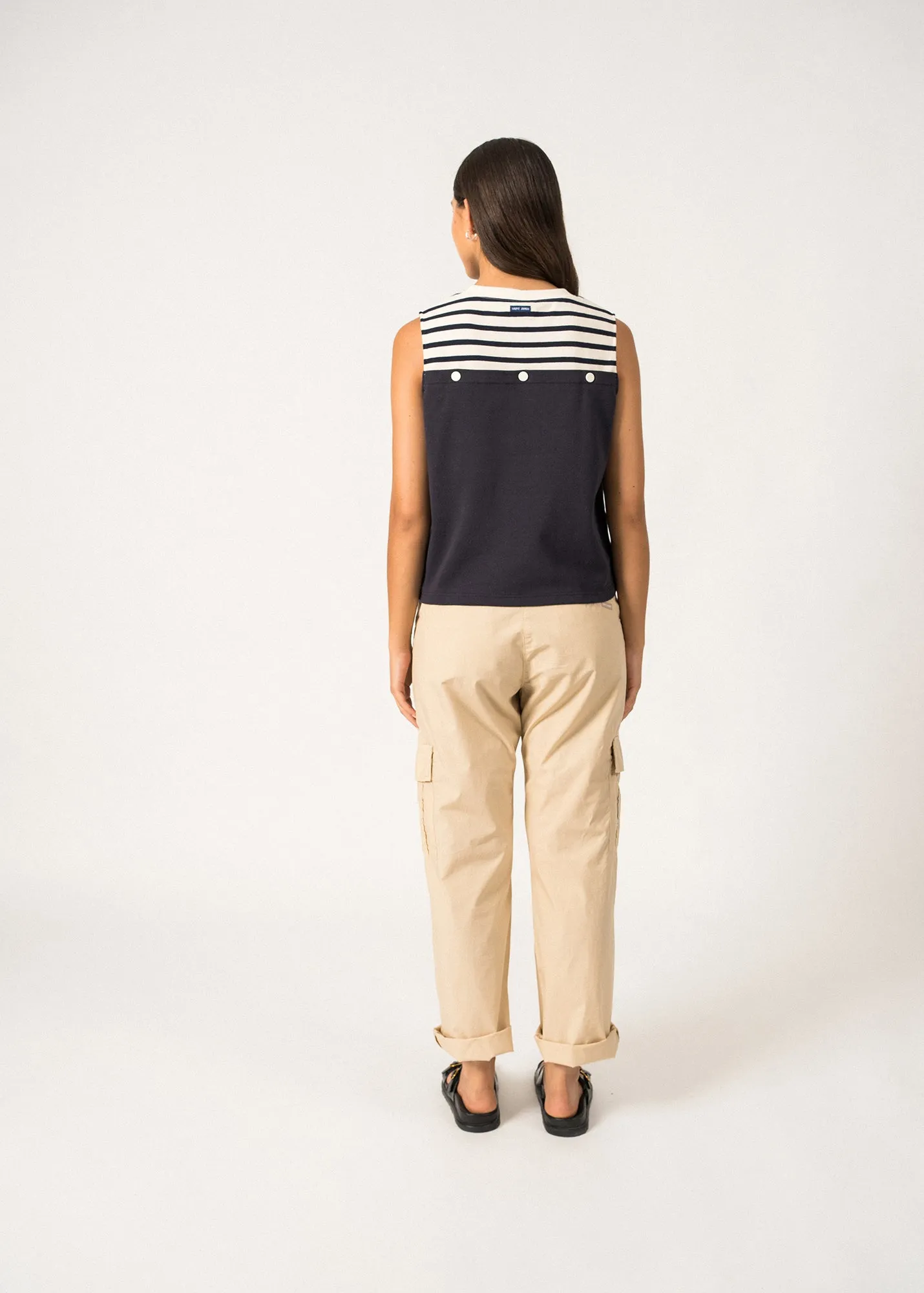 Dbardeur en coton card Aurique - SAINT JAMES x Isabelle Ballu (NAVY FONCE/ECRU/NAVY)