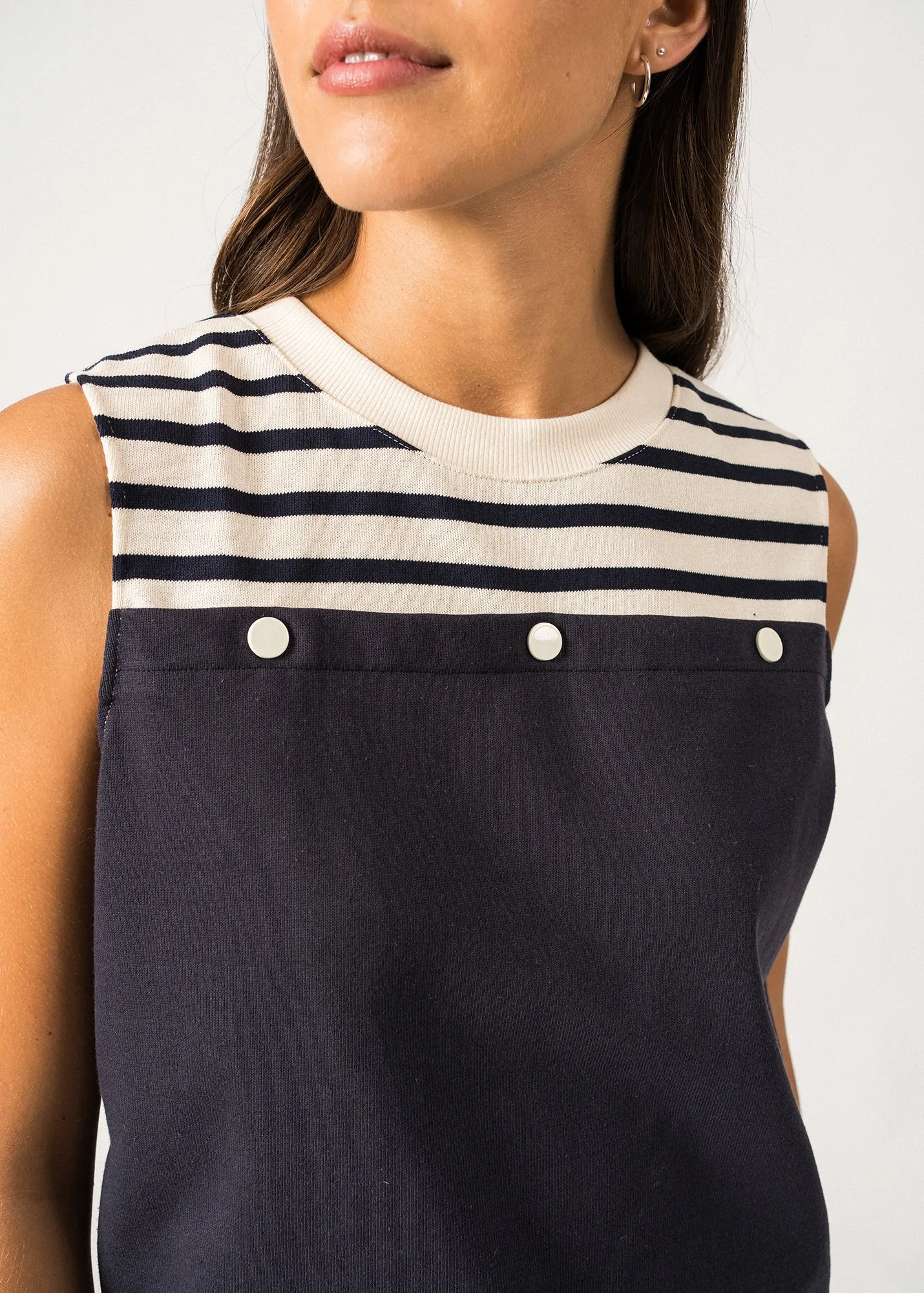 Dbardeur en coton card Aurique - SAINT JAMES x Isabelle Ballu (NAVY FONCE/ECRU/NAVY)