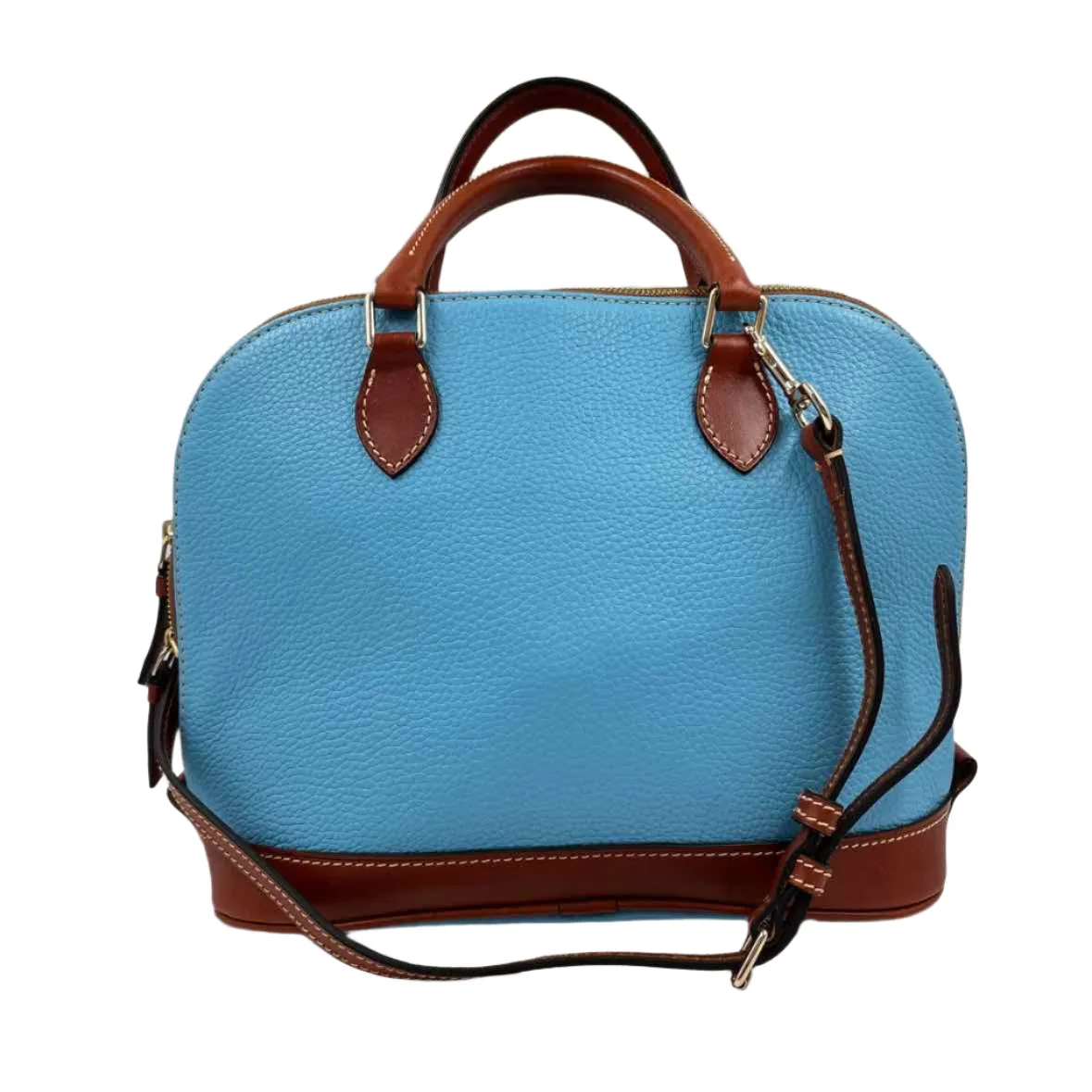 DOONEY & BOURKE Azure Blue Pebble Grain ZIP ZIP Domed Satchel Purse w/Crossbody Strap