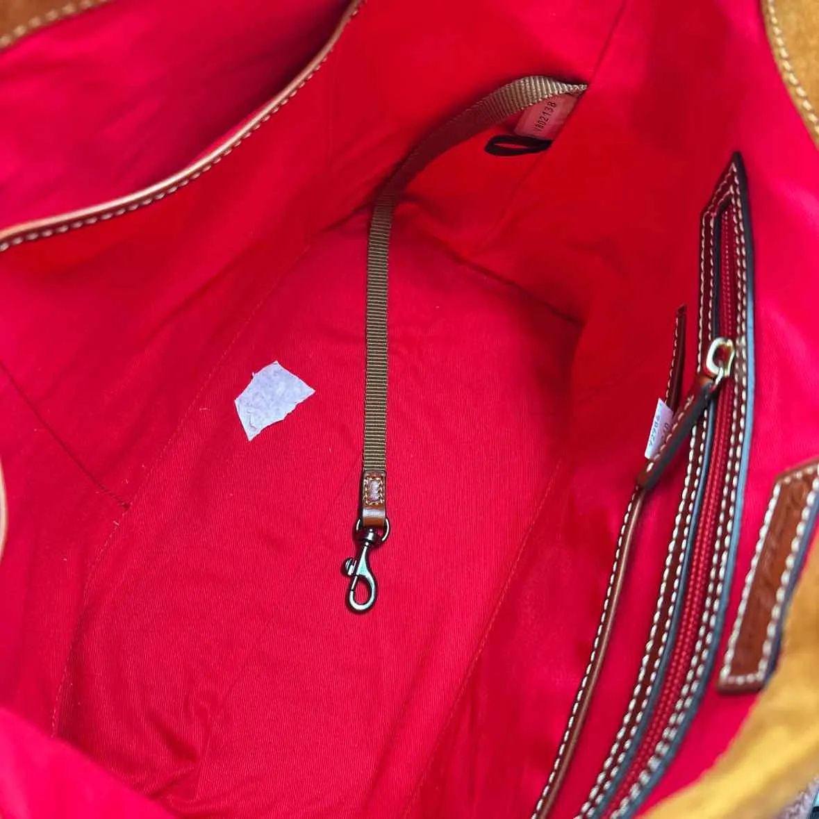 DOONEY & BOURKE Caramel Brown "Honey" Large Suede SAC w/Leather Shoulder Handle & Trim