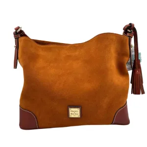 DOONEY & BOURKE Caramel Brown "Honey" Large Suede SAC w/Leather Shoulder Handle & Trim