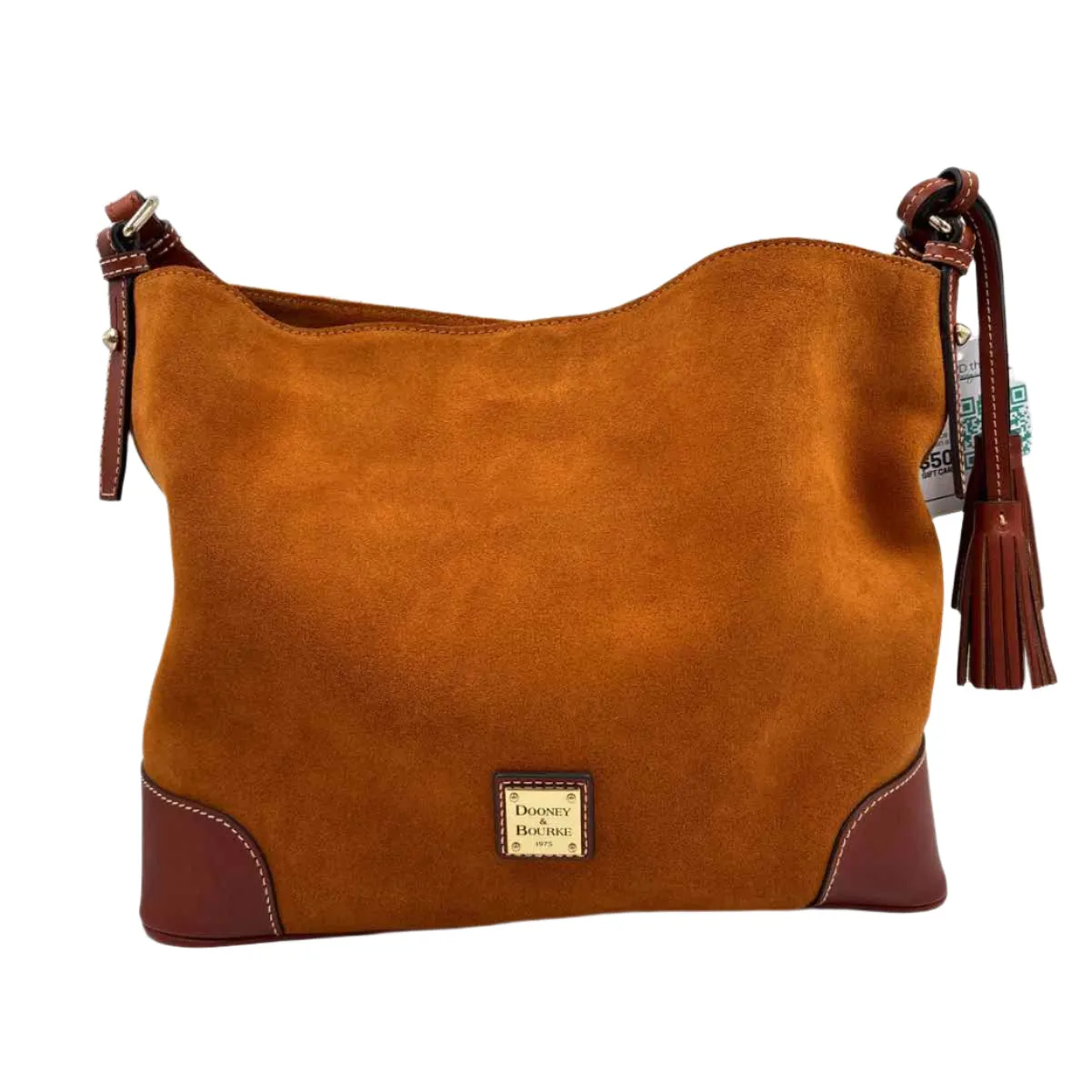 DOONEY & BOURKE Caramel Brown "Honey" Large Suede SAC w/Leather Shoulder Handle & Trim