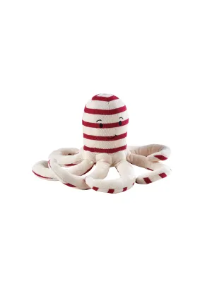 Doudou poulpe ray - rayure contraste, en jersey de coton (ECRU/PERSAN)