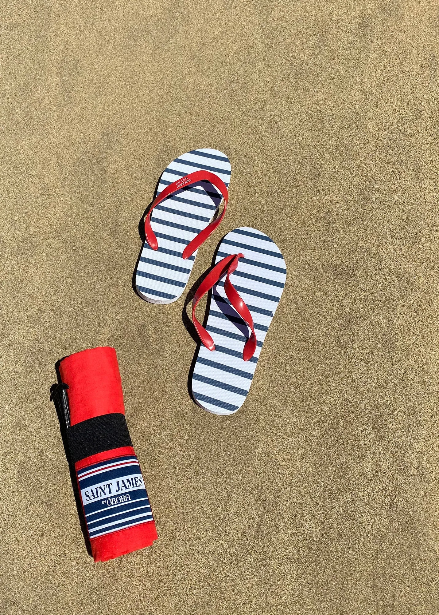 Drap de plage XXL en voile de coton lger - SAINT JAMES x BABA (Rouge)