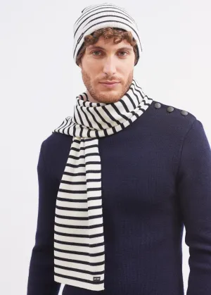 Echarpe raye Duguay - en laine mlange (ECUME/NAVY)