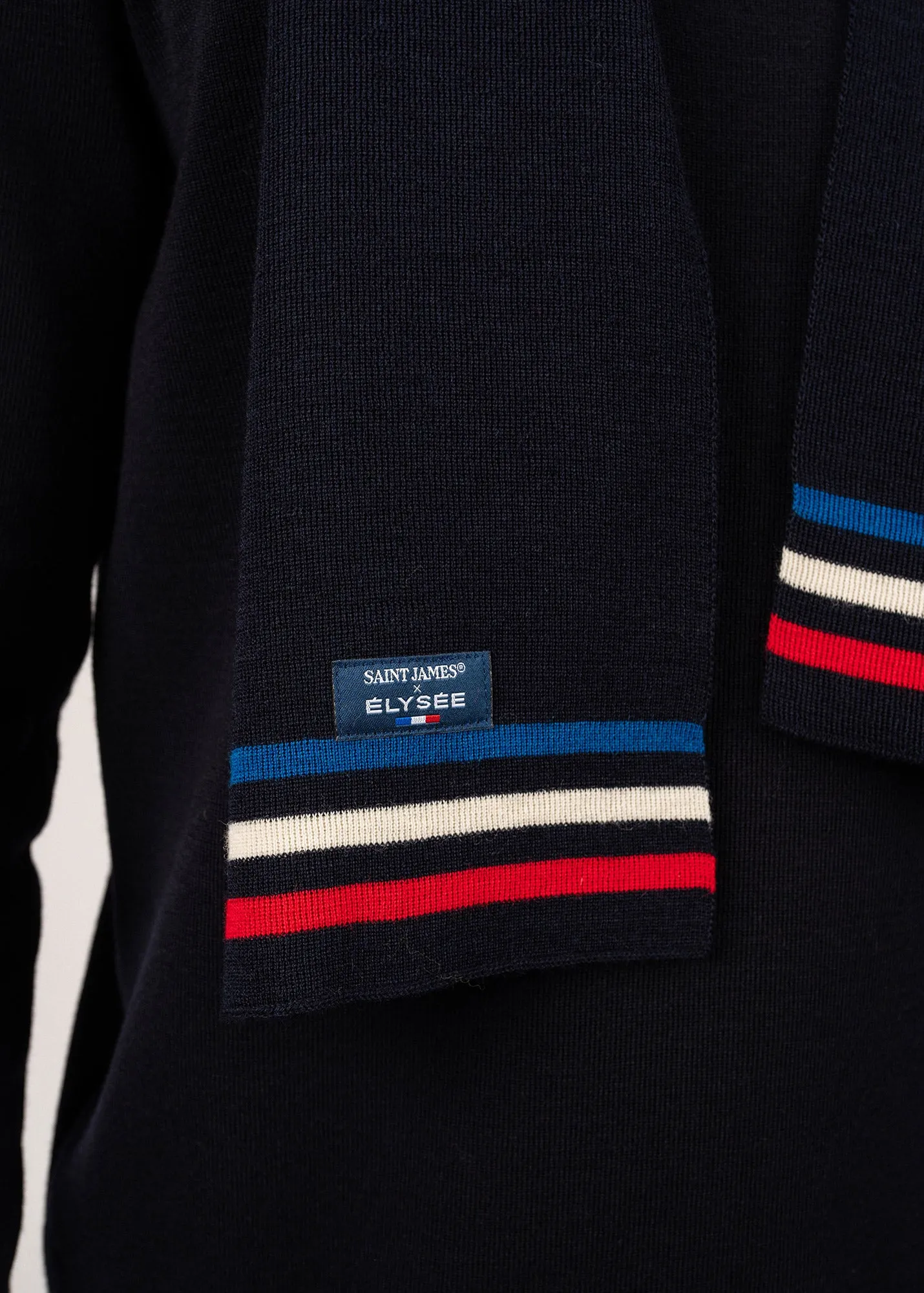 Echarpe tricolore en laine - SAINT JAMES x Elyse (MARINE)