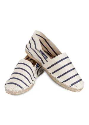 Espadrilles marinire femme - en coton canevas (BLANC/MARINE)