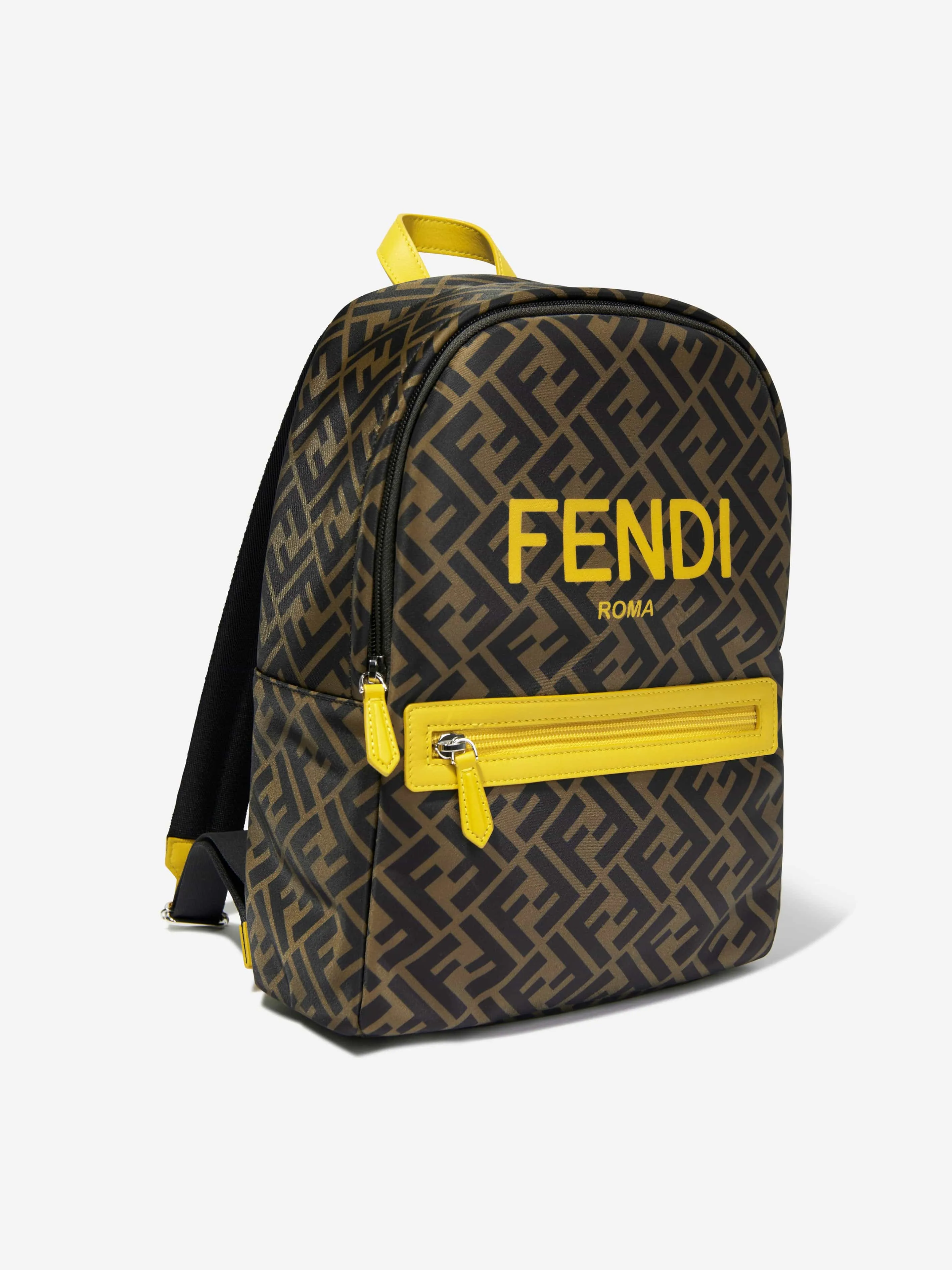 Fendi Kids FF Logo Backpack in Brown (33cm)