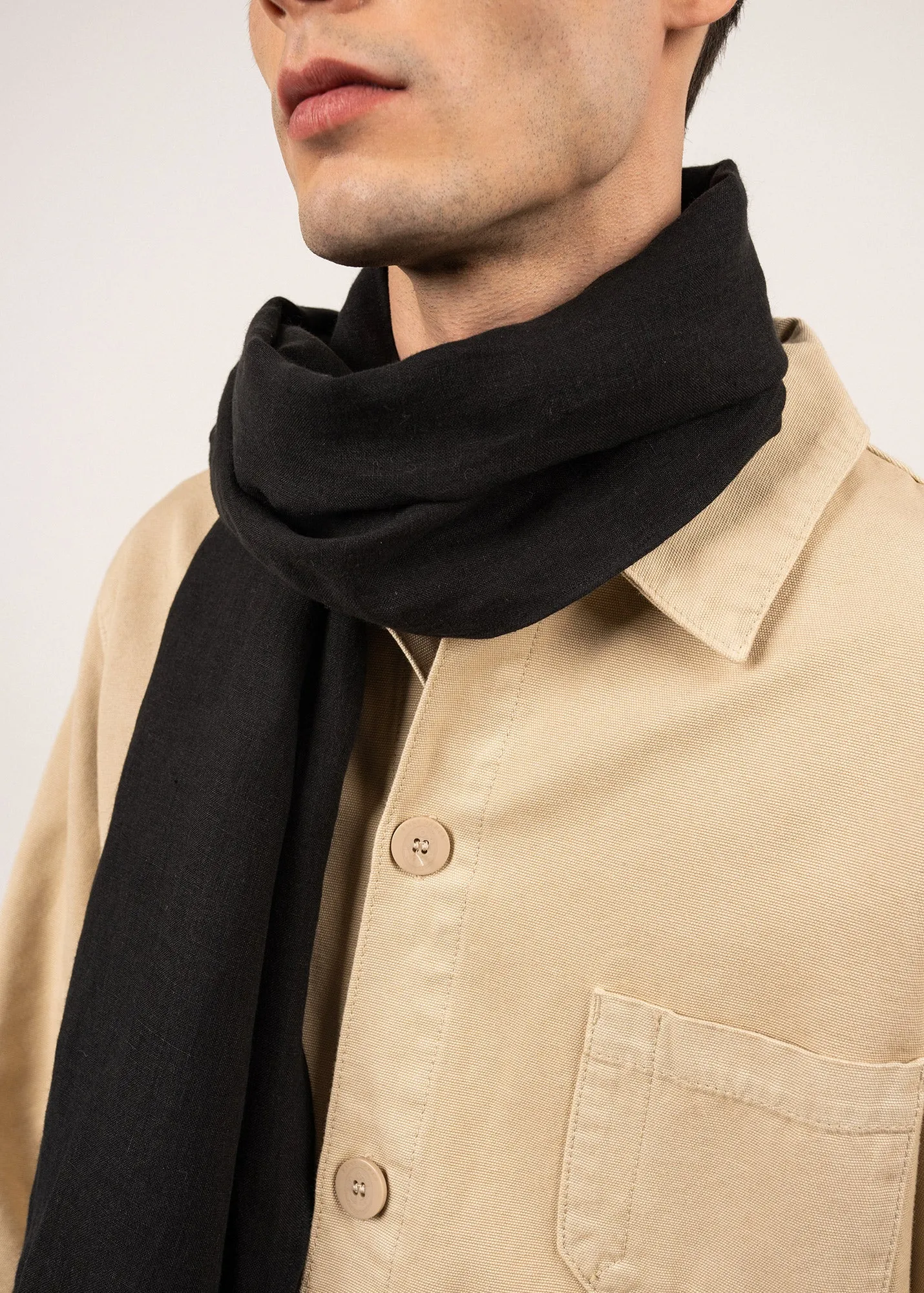 Foulard en lin - fabriqu en France (NOIR)