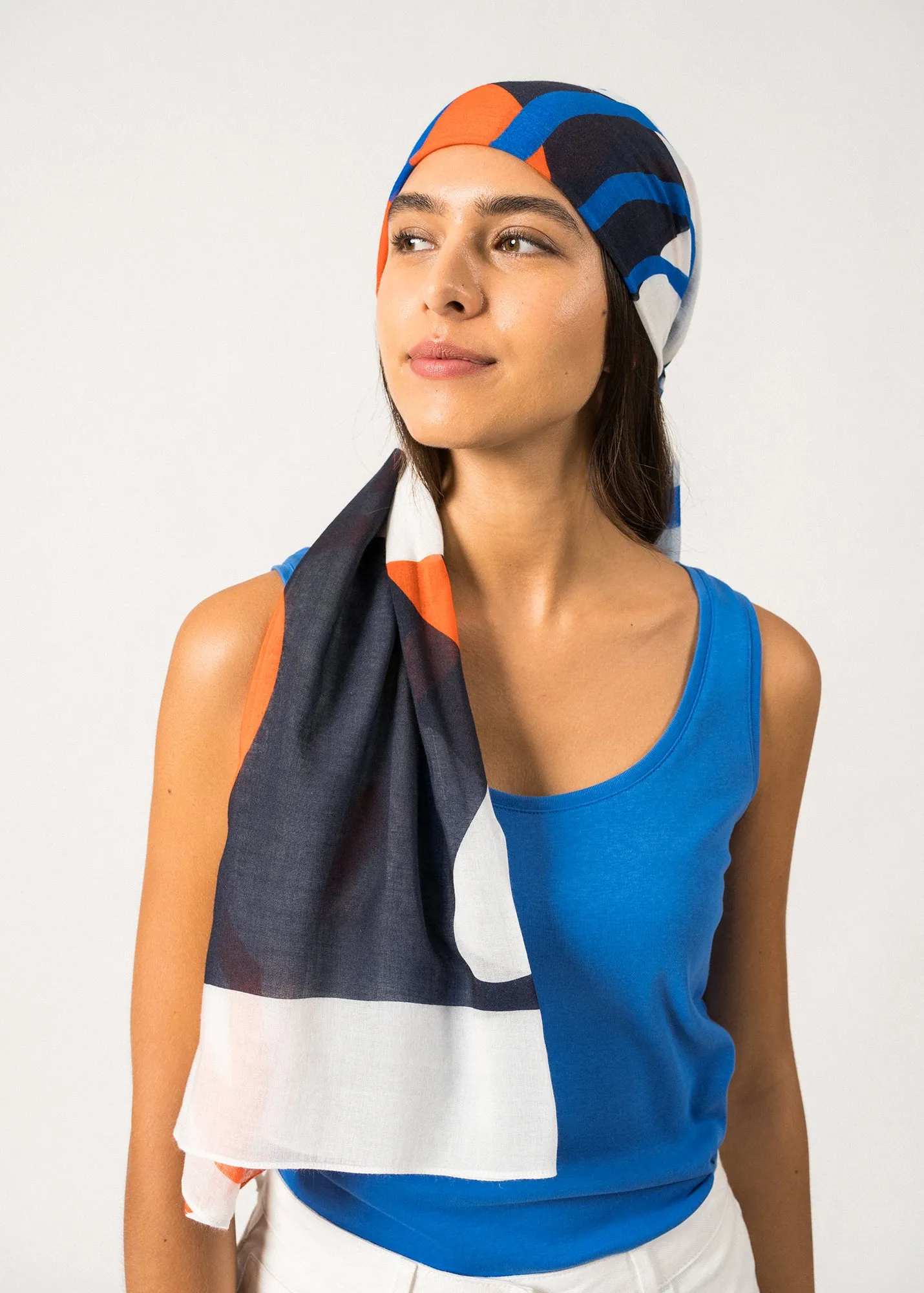 Foulard Graphic  motifs - en coton (BLANC GRAPHIC)