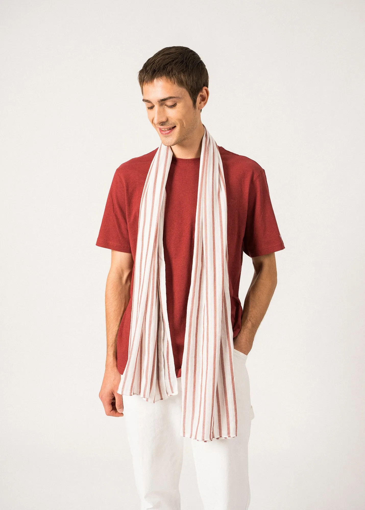 Foulard ray Promenade - en coton (BLANC/TERRACOTTA)