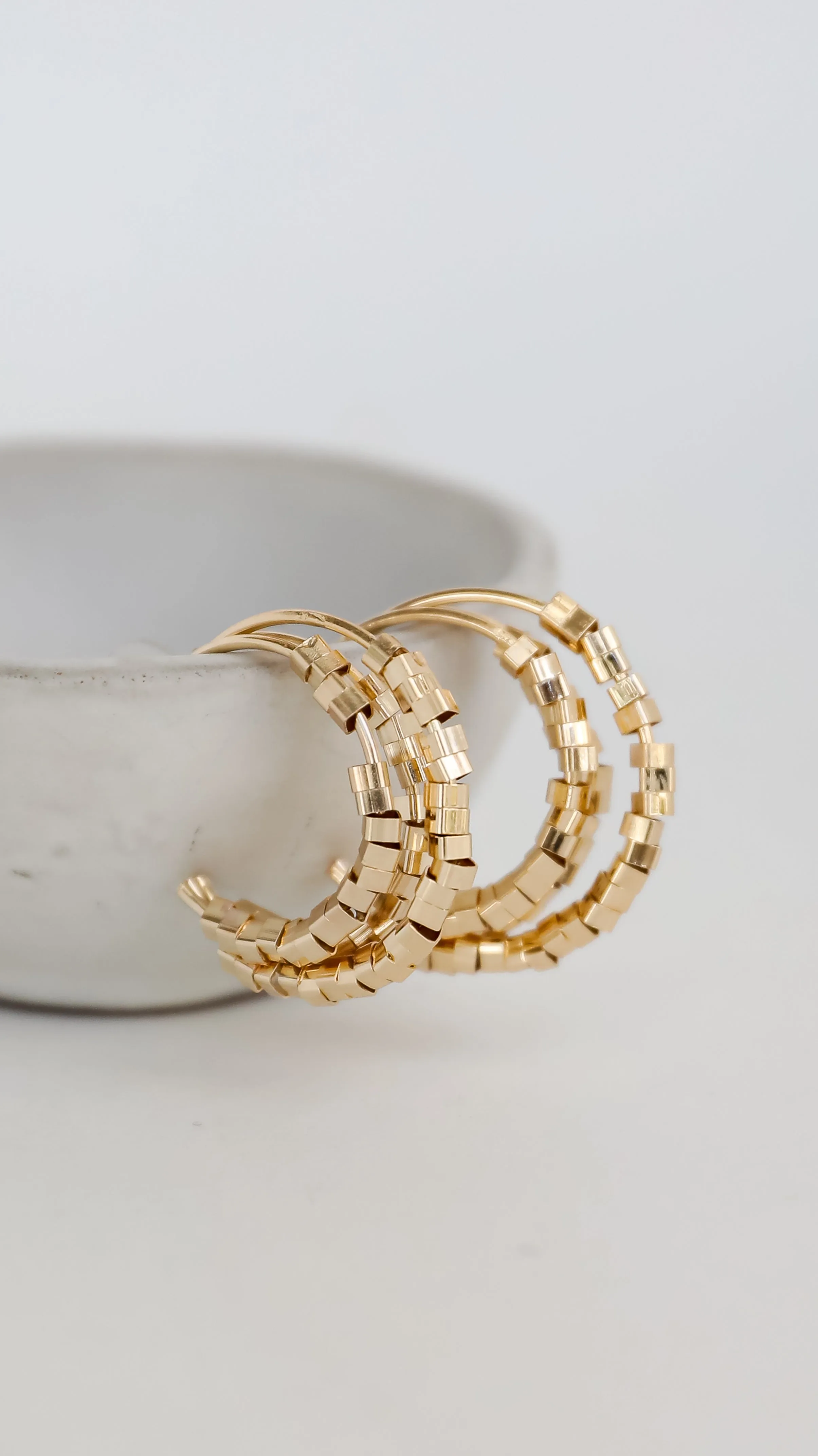 Gabby Gold Beaded Triple Hoop Earrings