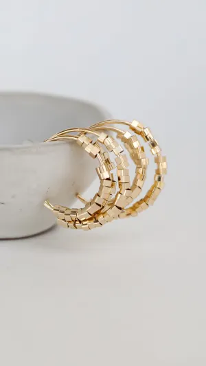 Gabby Gold Beaded Triple Hoop Earrings