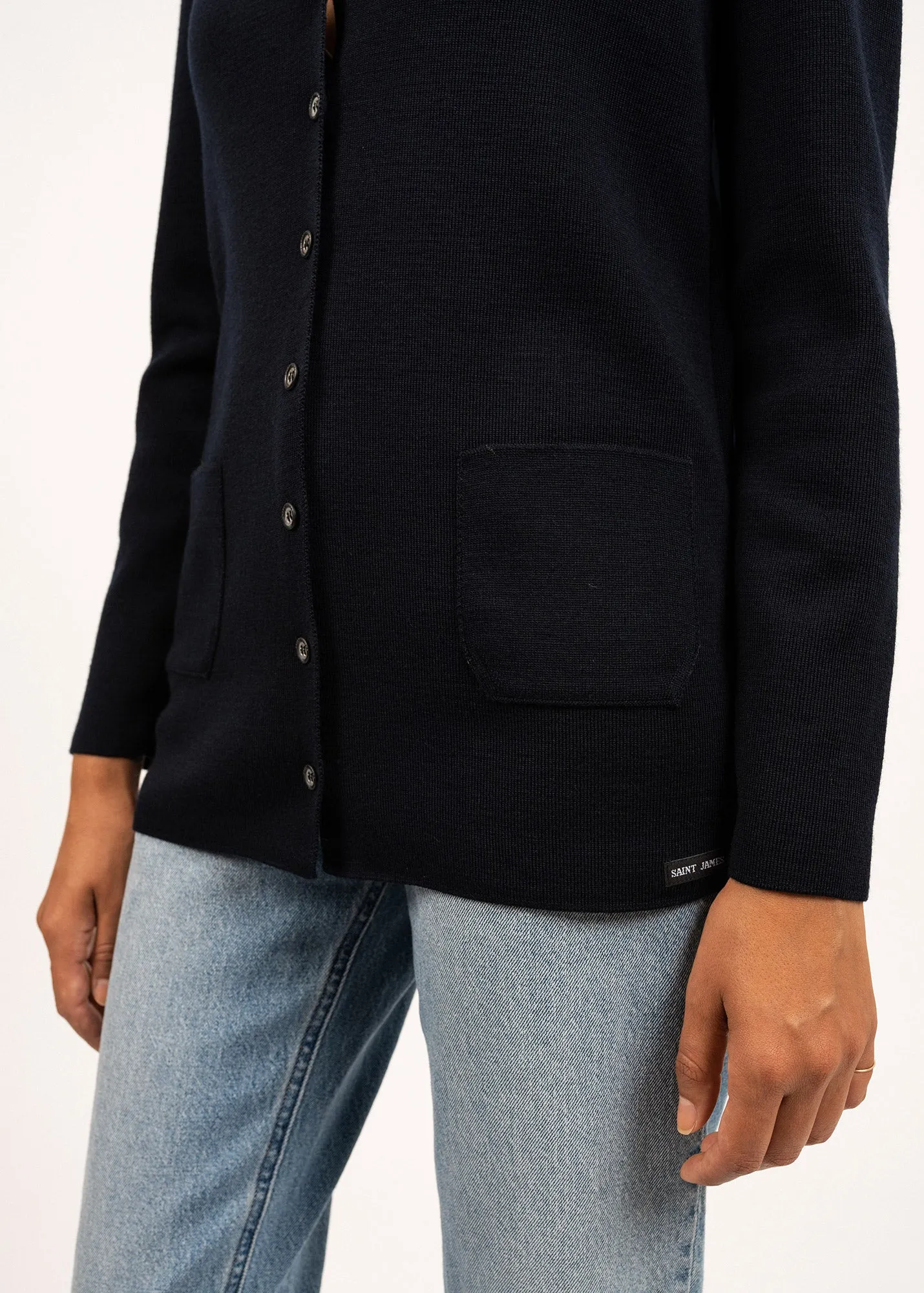 Gilet Blainville - en laine mrinos (NAVY)