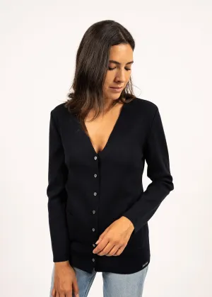 Gilet Blainville - en laine mrinos (NAVY)