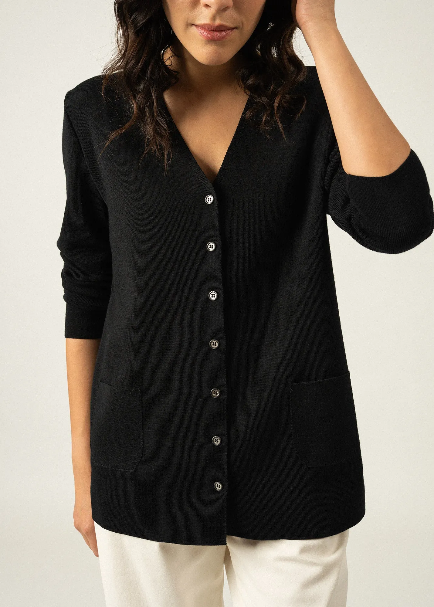 Gilet Blainville - en laine mrinos (NOIR)