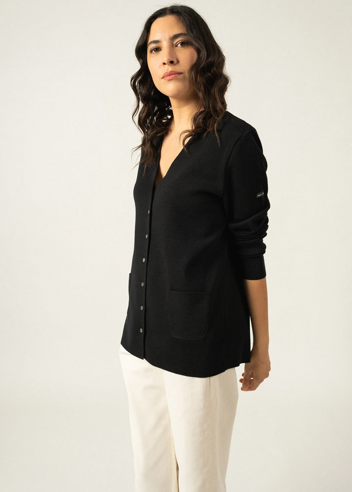 Gilet Blainville - en laine mrinos (NOIR)