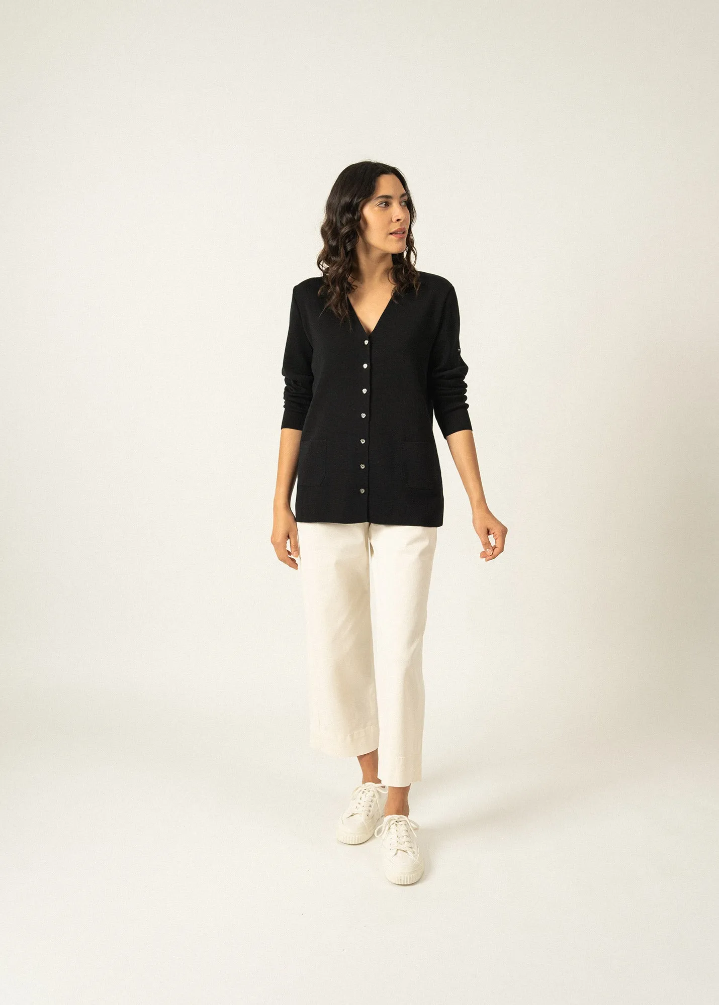 Gilet Blainville - en laine mrinos (NOIR)