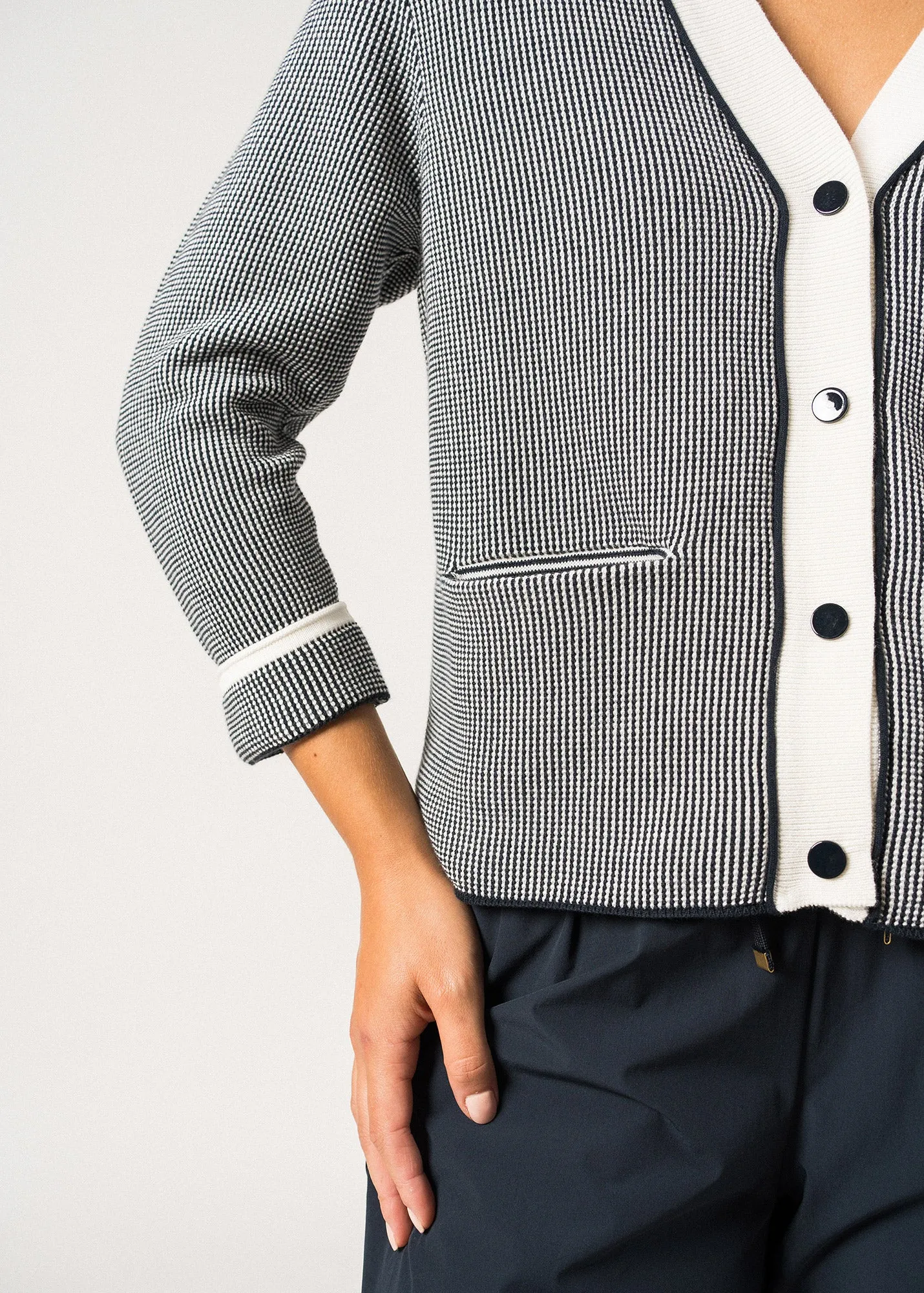 Gilet en coton Calanques - SAINT JAMES x Isabelle Ballu (ECUME/MARINE)