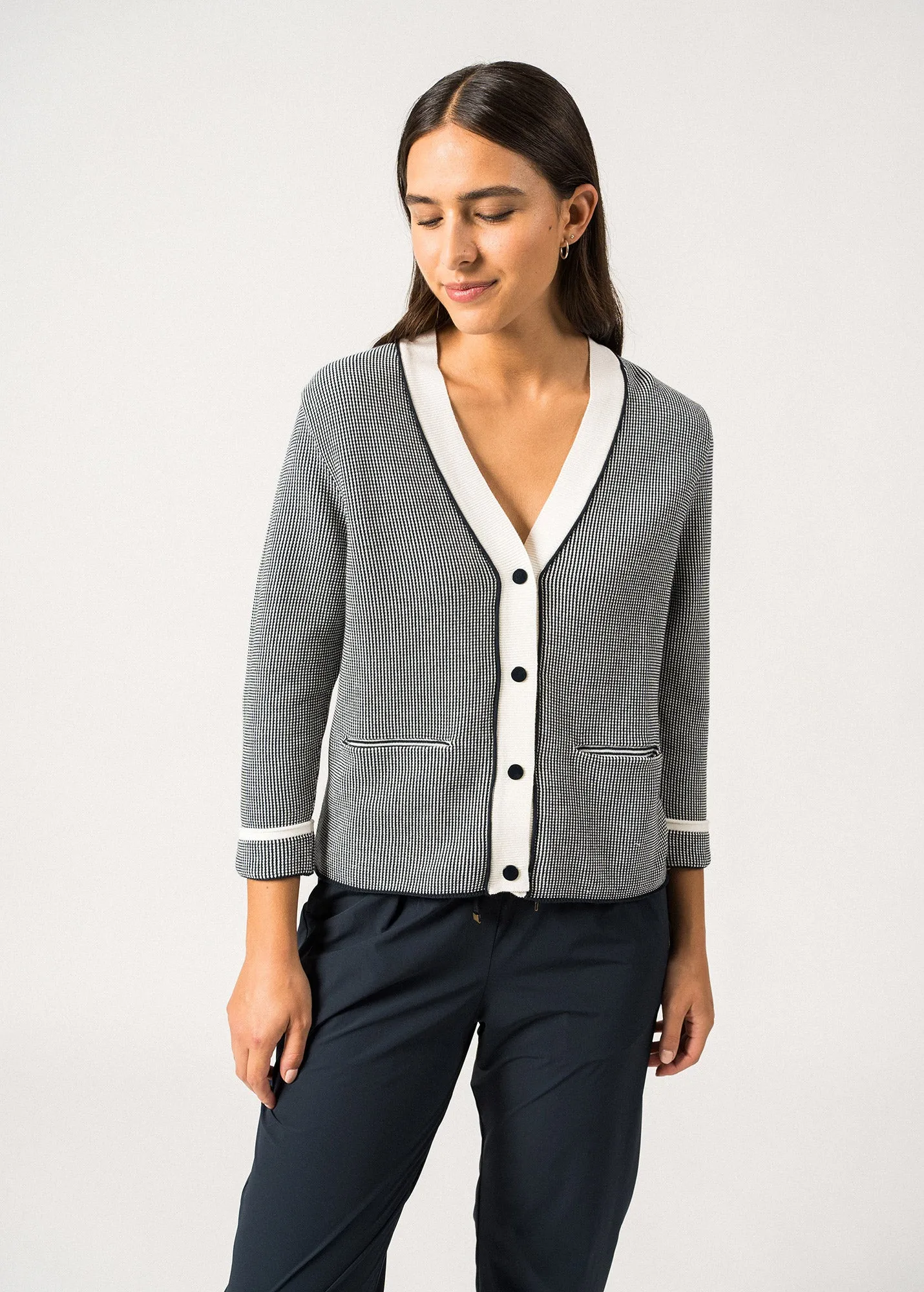 Gilet en coton Calanques - SAINT JAMES x Isabelle Ballu (ECUME/MARINE)