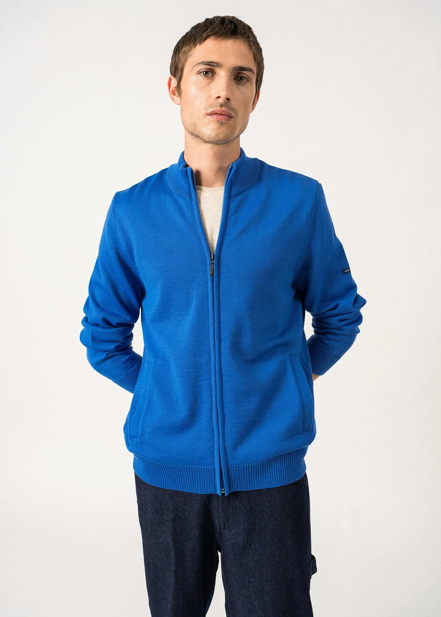 Gilet zipp Colorado - en laine mrinos (MER/GRIS LIGHT)
