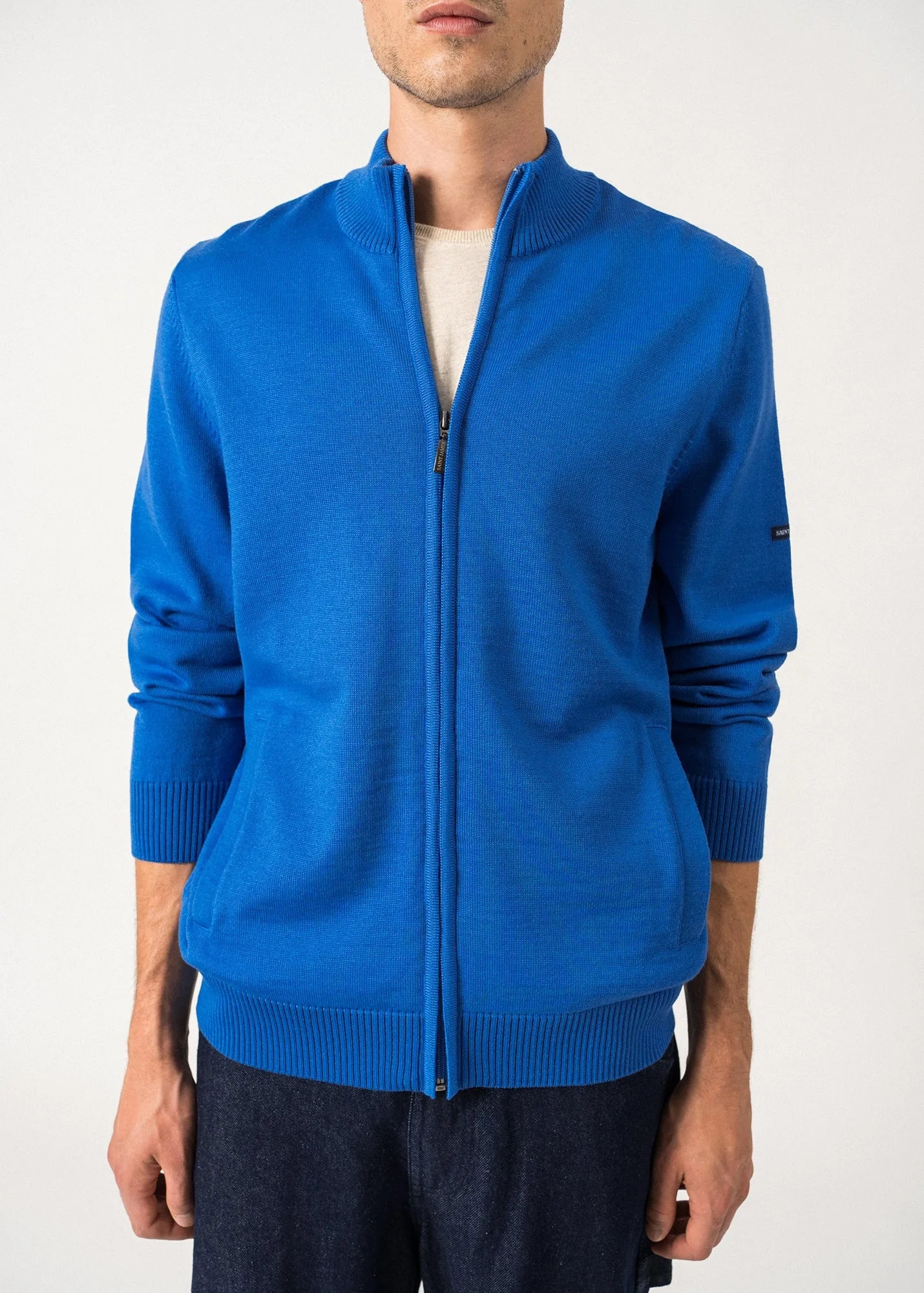 Gilet zipp Colorado - en laine mrinos (MER/GRIS LIGHT)