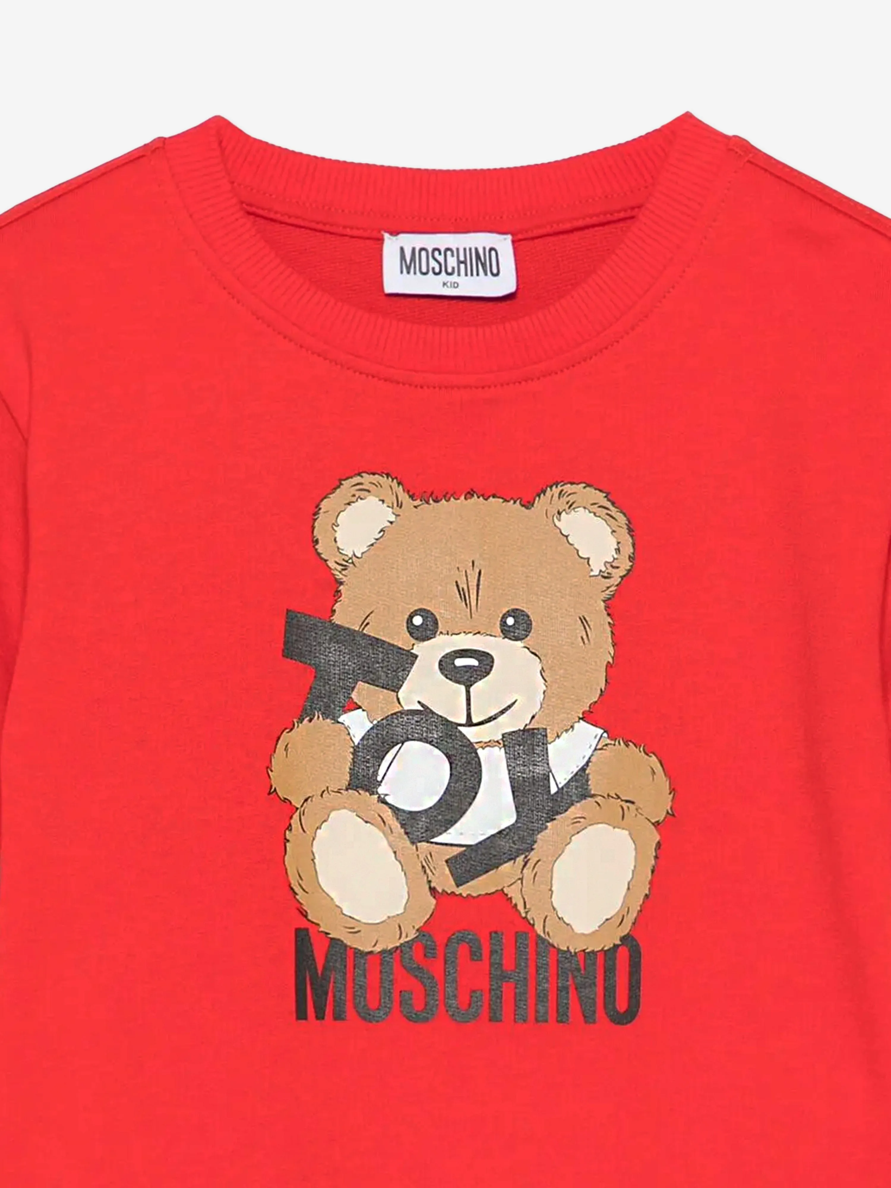 Girls Teddy Bear Logo Dress in Red