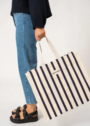 Grand sac cabas ray - en coton (ECRU/MARINE)
