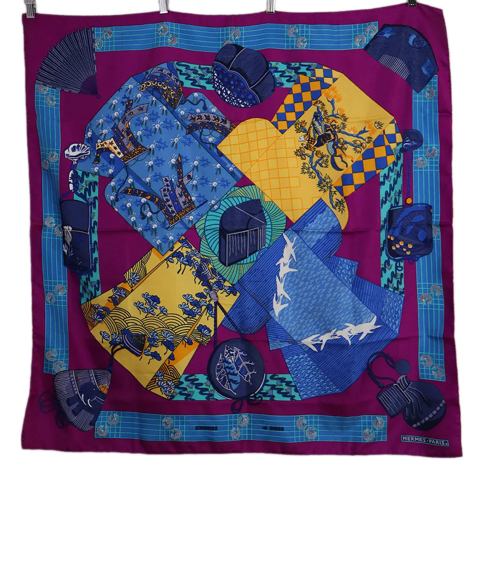 Hermes Kimonos Et Inros Print Silk Scarf