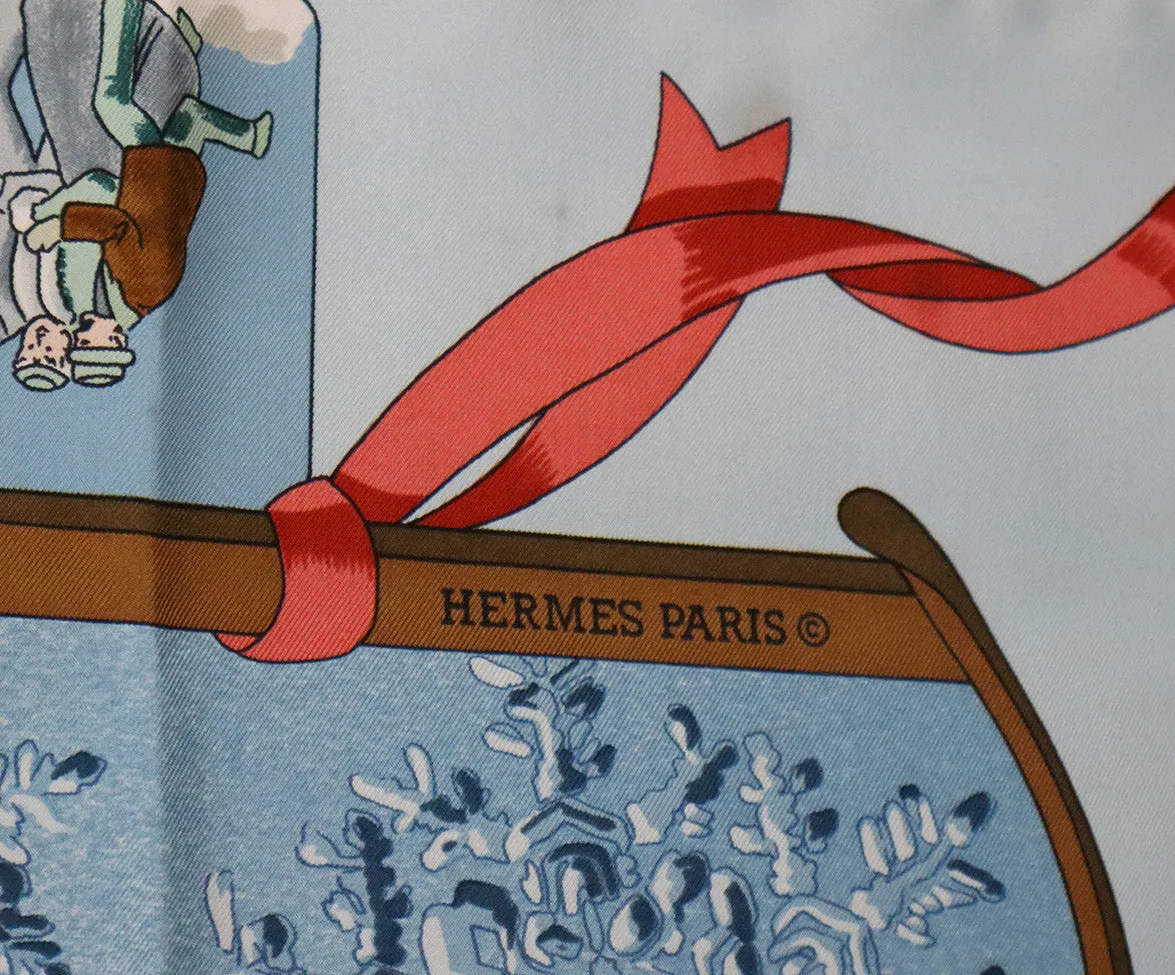 Hermes Neige D'Antan Print Silk Scarf