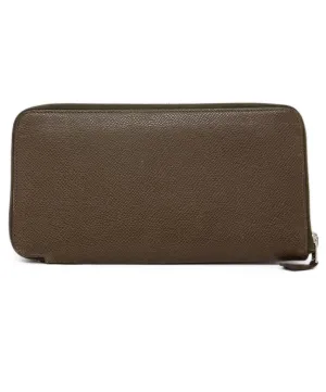 Hermes Taupe Leather Zip Around Wallet