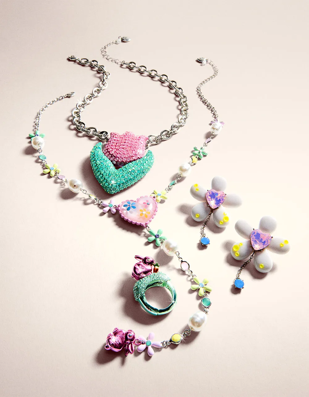 HOP TO IT FLOWER EGG Y NECKLACE MULTI Betsey Johnson