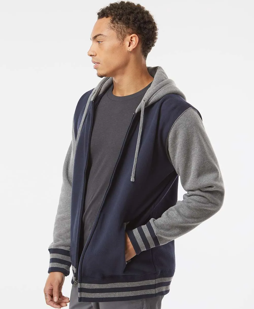 Independent Trading Co. Varsity Full-Zip Hooded Sweatshirt