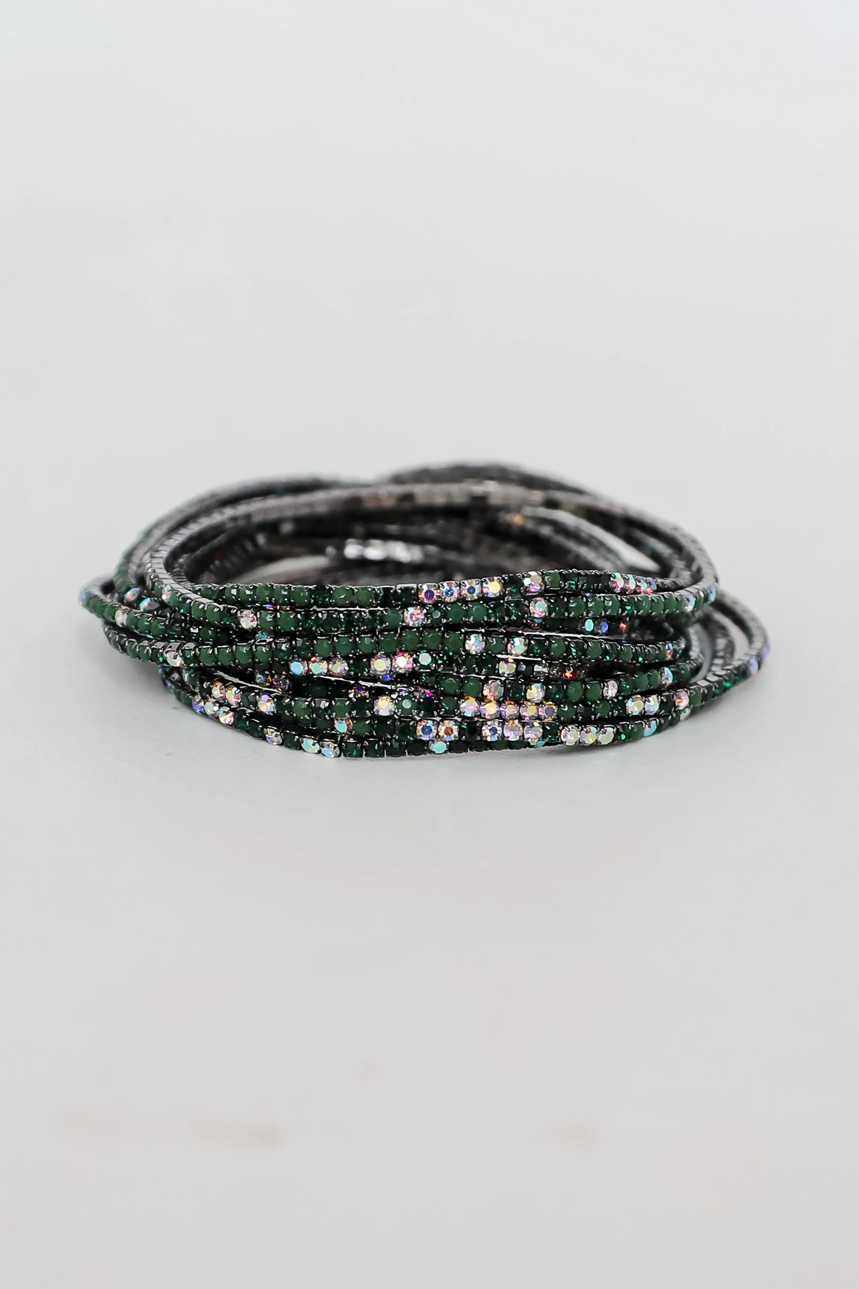 Jodie Hunter Green Rhinestone Bracelet Set