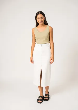 Jupe longue Julia - en coton (BLANC)
