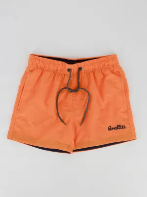 Kids Boy Brand Logo Embroidered Swim Short,Orange