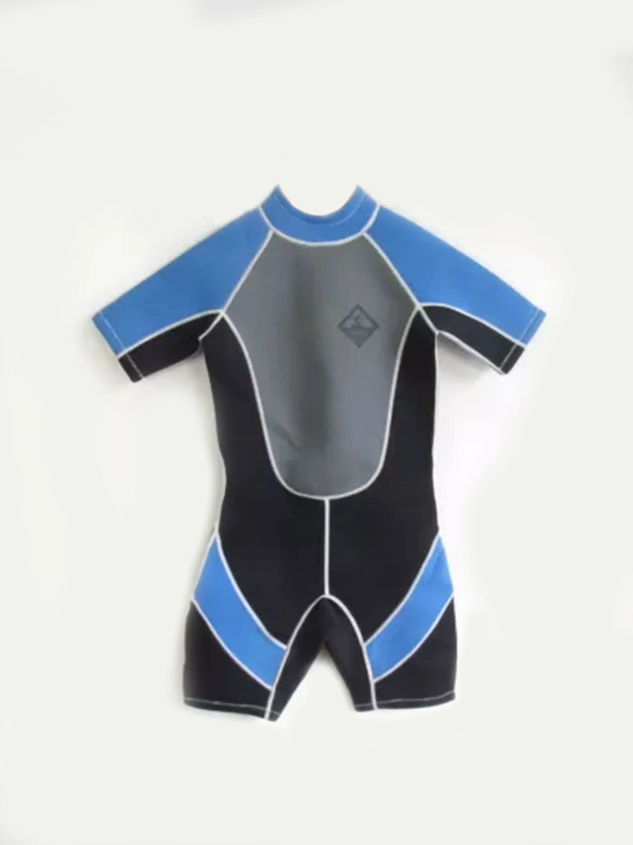 Kid's Boy's Brand Logo Printed Swimsuit,Black/Blue