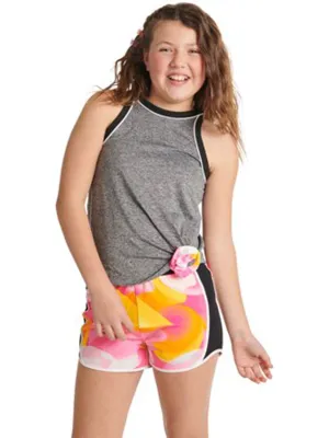 Kids Girl Back Brand Logo Printed Tank Top,Grey