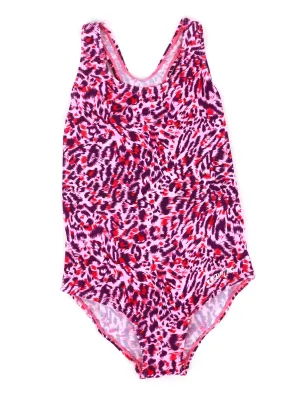 Kids Girl Graphic Printed Open Back One Piece Swimsuit,Multi