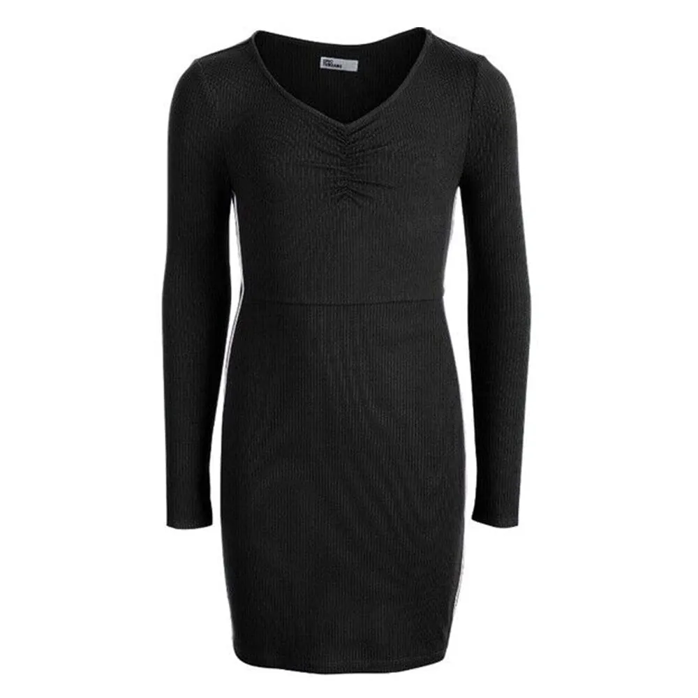 Kids Girl Side Stripe Bodycon Dress,Black