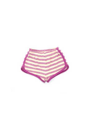 Kids Girl Striped Textured Short,Beige