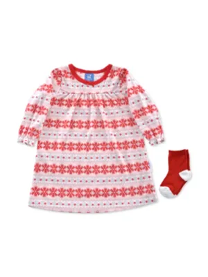 Kids Girl's 2 Pcs Printed Nightgown & Socks Set,Multi