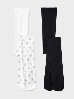 Kids Girl's 2 Pcs Tights Set,Black/White