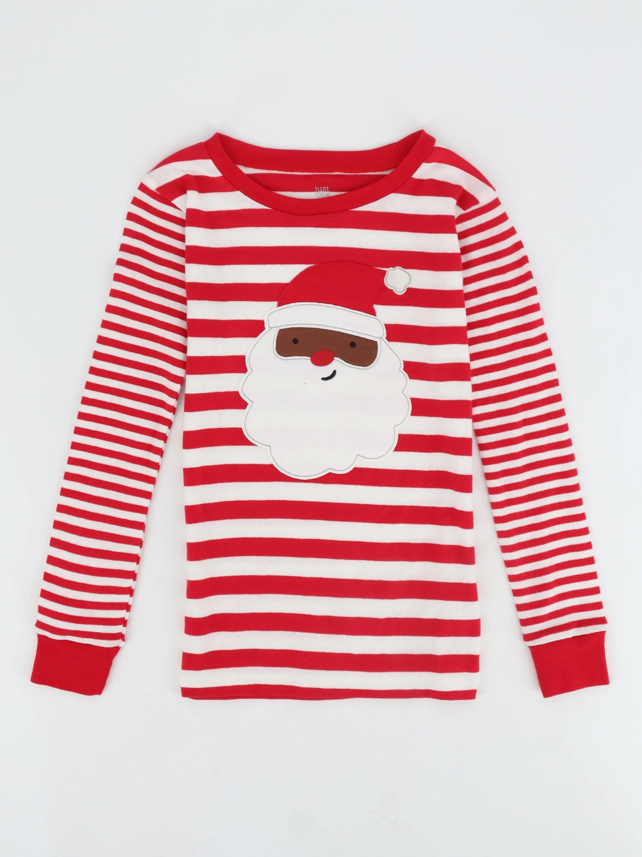 Kids Girl's Striped Christmas Top,Red/White