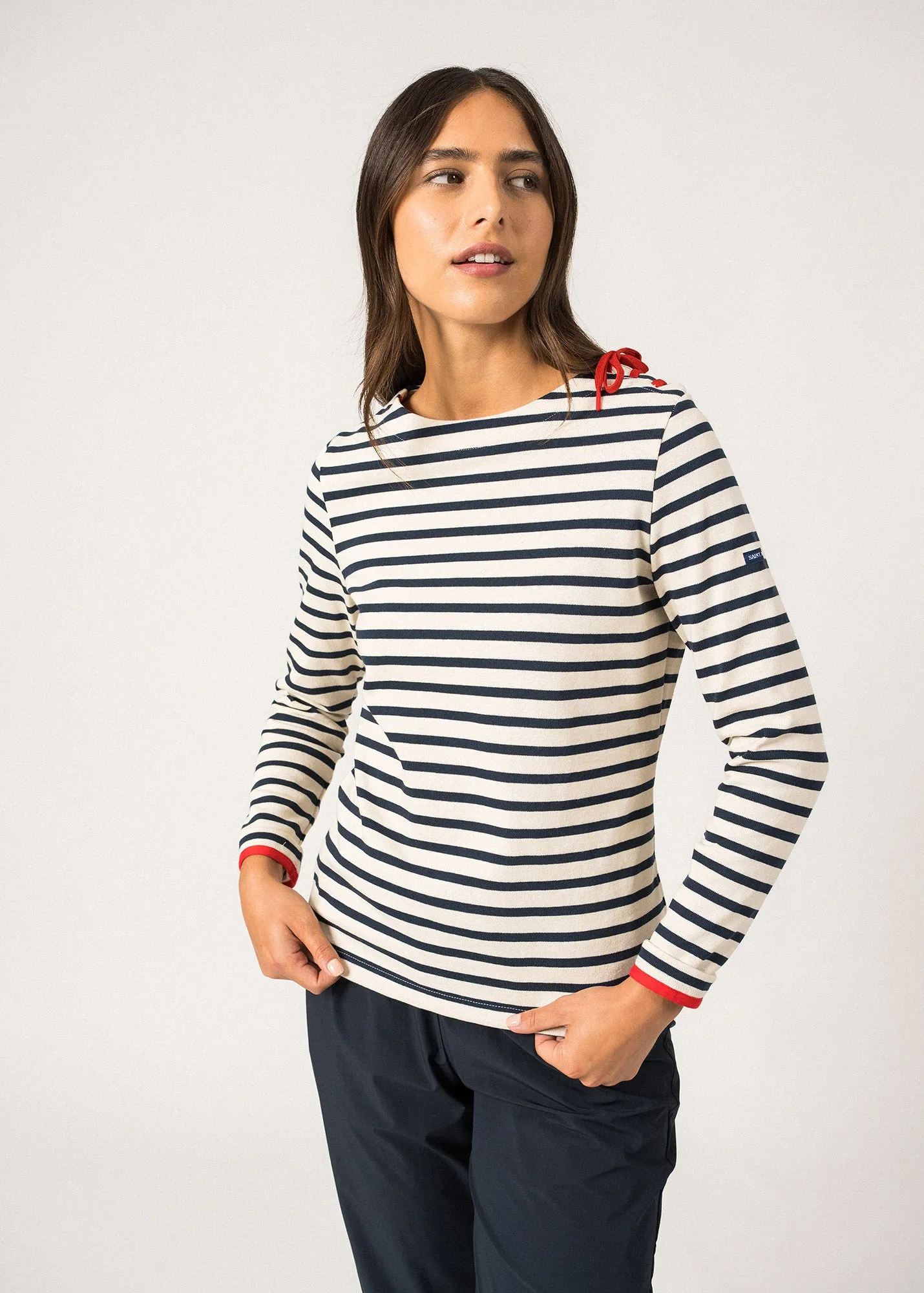 Marinire Cavalaire - en coton card (ECRU/MARINE/TULIPE)