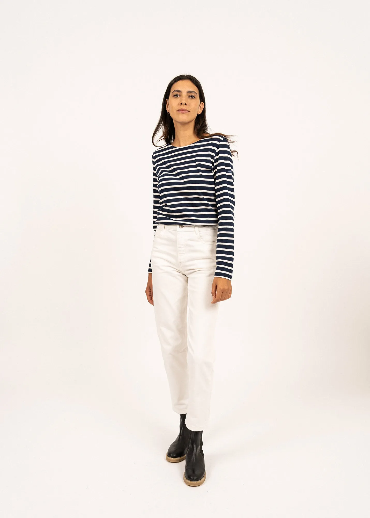 Marinire Minquidame - coupe droite, en coton lger (MARINE/ECRU)