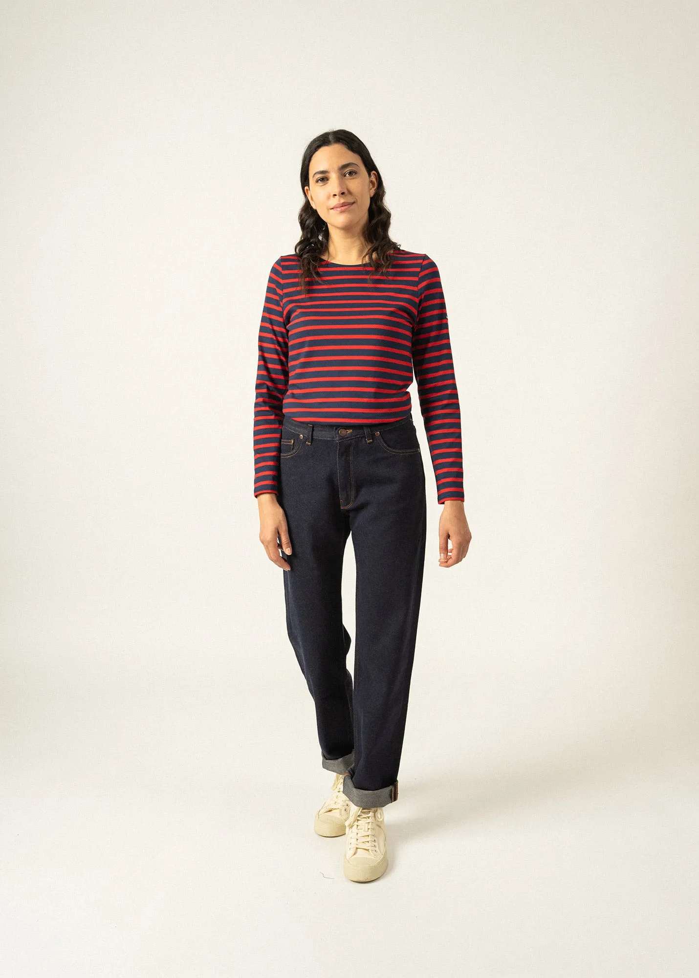 Marinire Minquidame - coupe droite, en coton lger (MARINE/TULIPE)