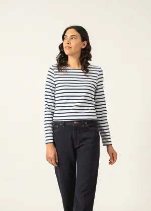 Marinire Minquidame - coupe droite, en coton lger (NEIGE/MARINE)